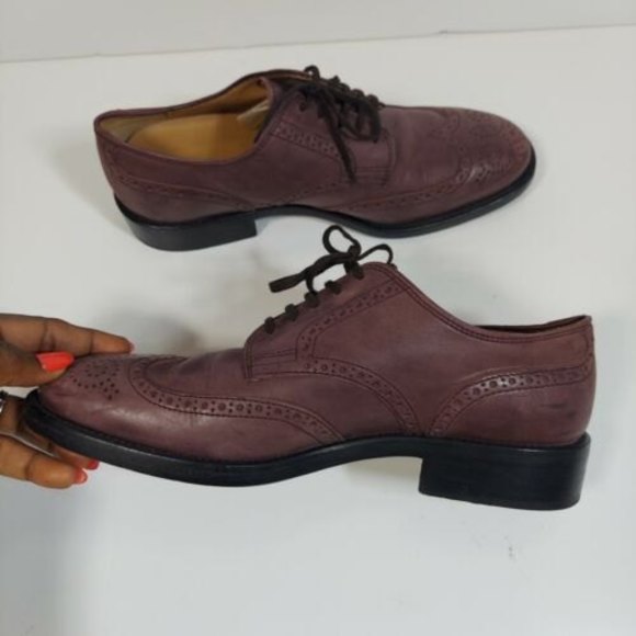 TOD'S MEN LEATHER Derby lace up SHOES 6.5 long wing tip oxford dress shoes casua - Picture 6 of 11